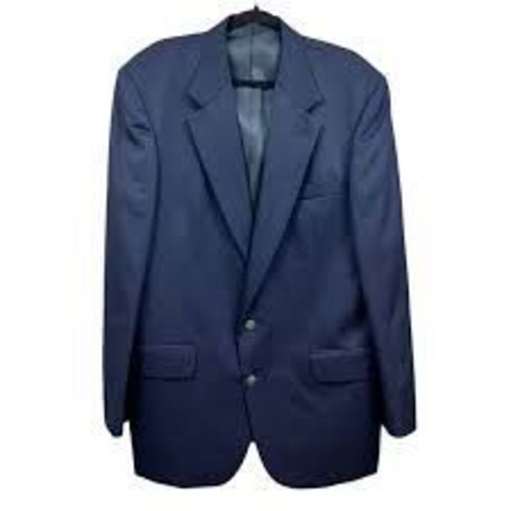 Oscar De La Renta Size 50L Classic Blazer Jacket Navy Blue 2-Button Sportscoat